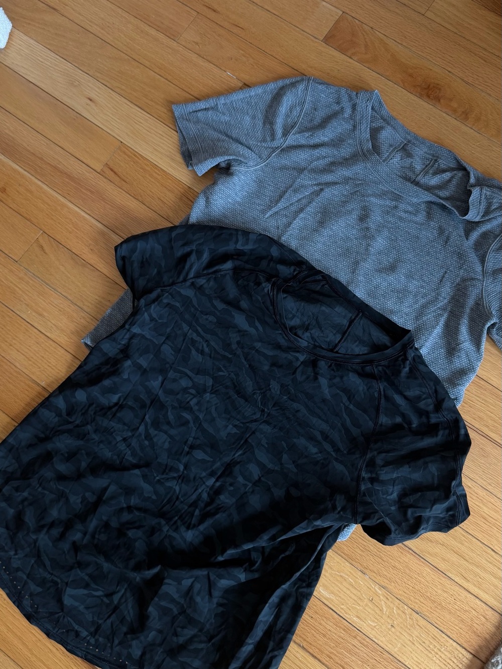 Lululemon Short Sleeve Tops - Black Camo Tee & Gray Knit Tee